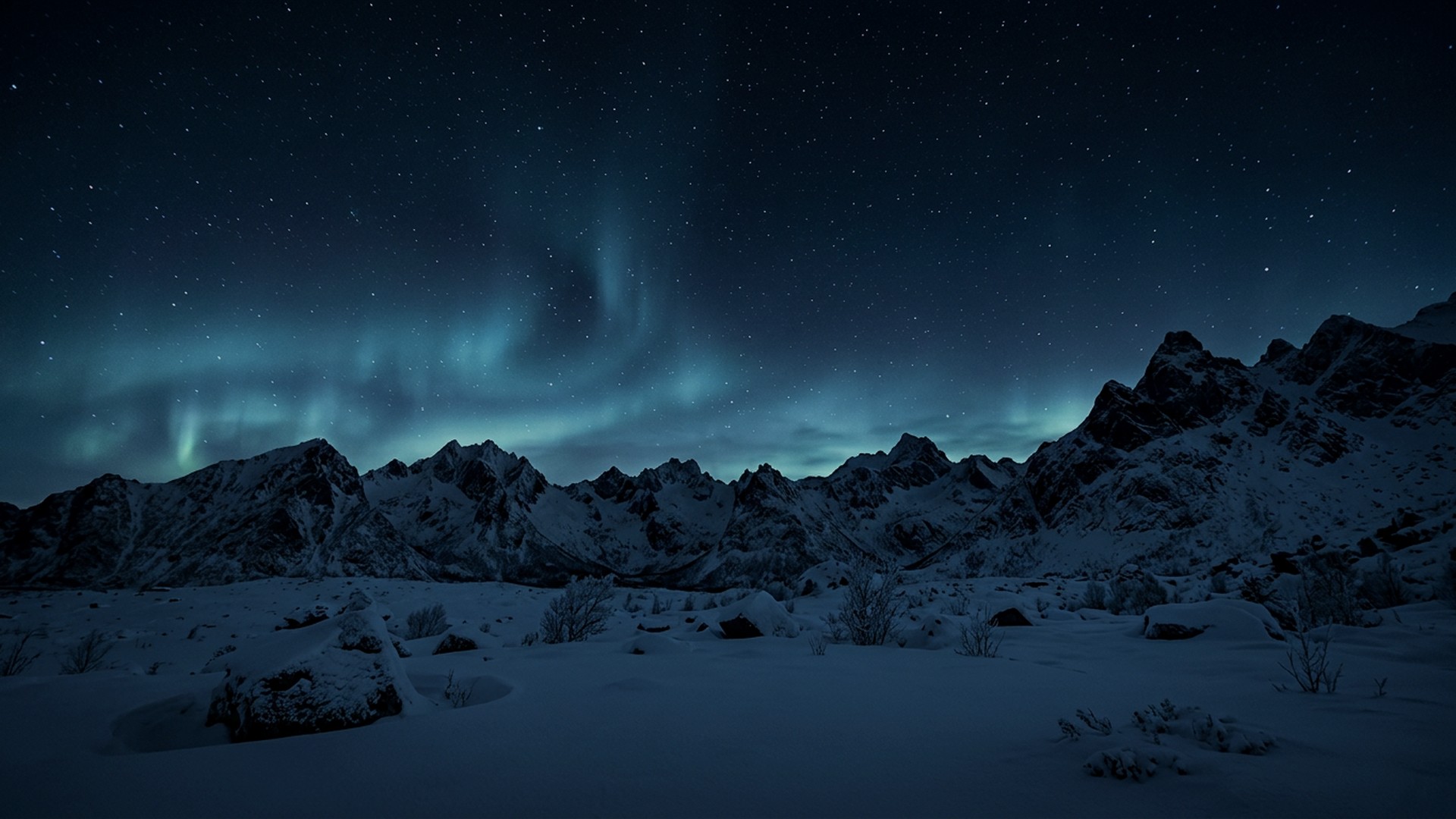 Nordische Berglandschaft im Schnee